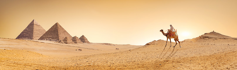 Image showing Desert and pyramids