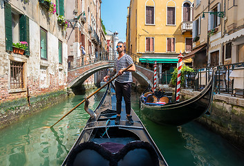 Image showing Gondolier in Venice