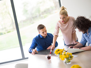 Image showing Startup Business Team At A Meeting at modern office building