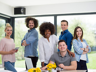 Image showing Multiethnic startup Business Team At A Meeting at modern office 