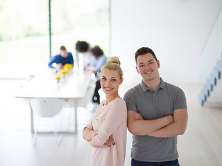 Image showing Startup Business Team At A Meeting at modern office building