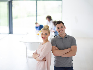 Image showing Startup Business Team At A Meeting at modern office building