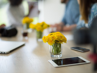 Image showing Multiethnic startup Business Team At A Meeting at modern office 