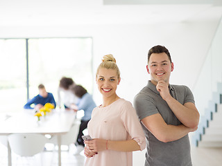 Image showing Startup Business Team At A Meeting at modern office building