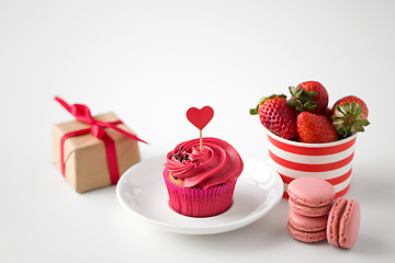 Image showing close up of red sweets for valentines day