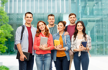 Image showing group of students over university background