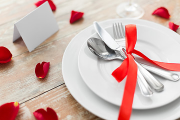 Image showing close up of table setting for valentines day