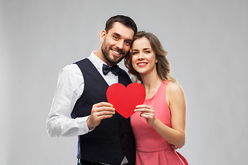 Image showing happy couple with red heart on valentines day