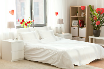 Image showing cozy bedroom decorated for valentines day