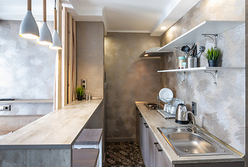 Image showing Kitchen interior in a small studio room