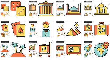 Image showing Travel and holiday line icon set.