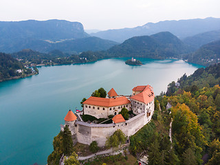 Image showing Medieval castle on Bled lake in Slovenia