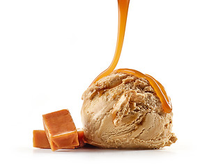 Image showing caramel ice cream with caramel sauce