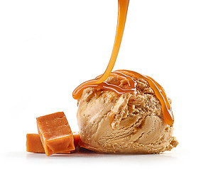 Image showing caramel ice cream with caramel sauce