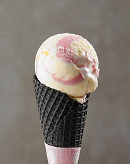 Image showing ice cream ball in black waffle cone