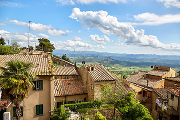 Image showing panoramic view of historic city Volterra, Italy