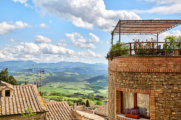 Image showing panoramic view of historic city Volterra, Italy