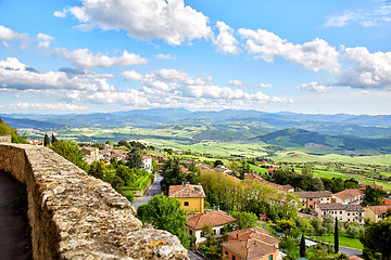 Image showing Panoramic view of historic city Volterra, Italy