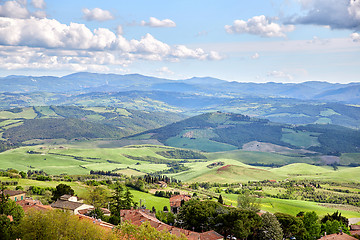 Image showing Panoramic view of historic city Volterra, Italy