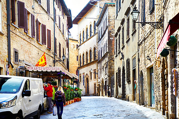 Image showing Street view of Volterra city, Italy