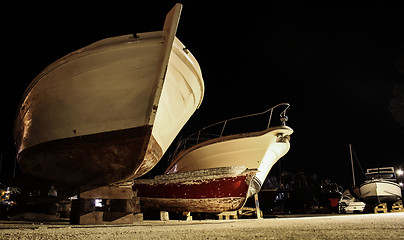 Image showing Dry dock at night