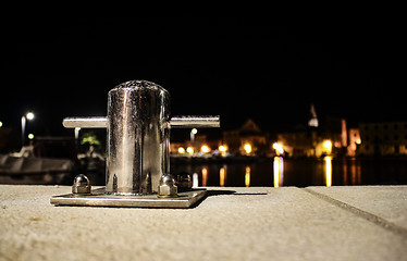 Image showing Mooring post at night