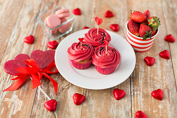 Image showing close up of red sweets for st valentines day