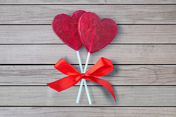 Image showing red heart shaped lollipops for valentines day