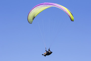 Image showing Paragliding in the blue sky as background extreme sport