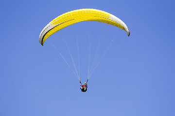 Image showing Paragliding in the blue sky as background extreme sport