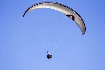 Image showing Paragliding in the blue sky as background extreme sport