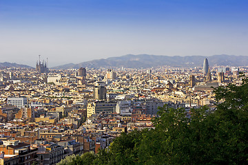 Image showing Panoramic view of Barcelona in a summer day 