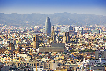 Image showing Panoramic view of Barcelona in a summer day 