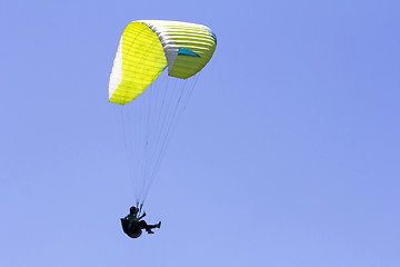 Image showing Paragliding in the blue sky as background extreme sport