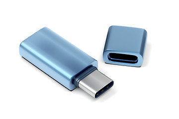 Image showing Blue usb-c flash drive