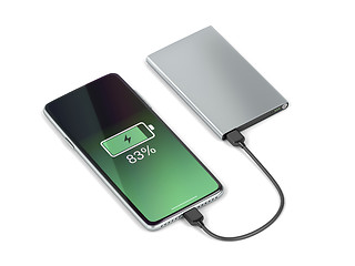 Image showing Charging the smartphone with a power bank