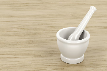 Image showing White mortar and pestle