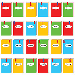 Image showing Seamless background with colored school books for school pattern print