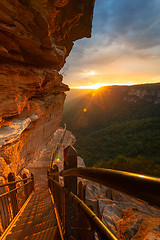 Image showing Sunset on the cliffs of National Pass