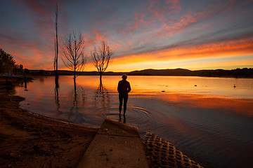 Image showing Lake  Jindabyne foreshore in Snowy Mountains region Australia