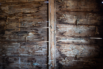 Image showing Timber details of wall of old hut