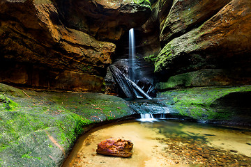 Image showing Lush waterfall flowing through a canyon in Blue Mountains