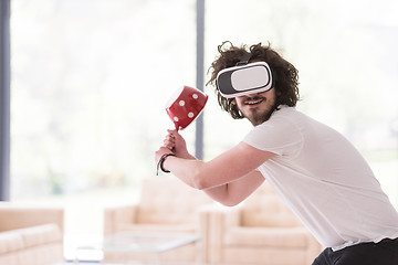 Image showing man using VR-headset glasses of virtual reality