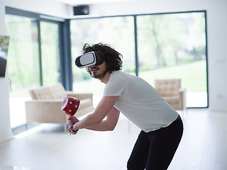 Image showing man using VR-headset glasses of virtual reality