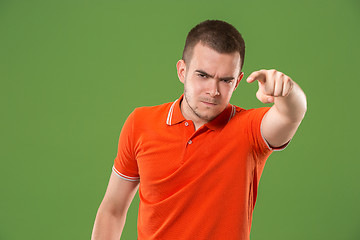 Image showing The overbearing businessman point you and want you, half length closeup portrait