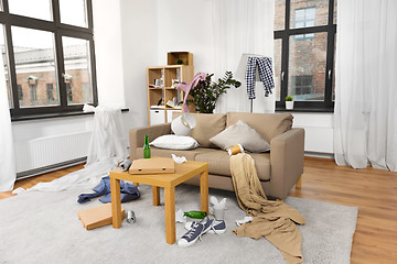 Image showing interior of messy home room with scattered stuff