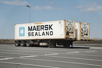 Image showing Container carrier trailers parked