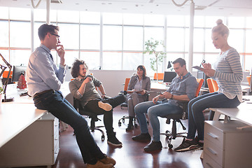 Image showing Young Business Team At A Meeting at modern office building