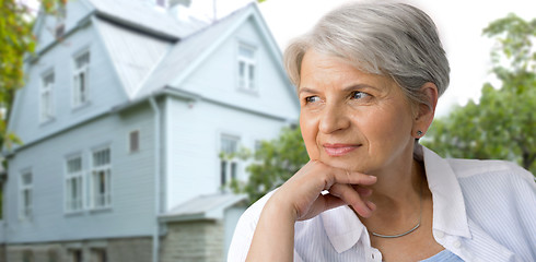 Image showing portrait of pensive senior woman