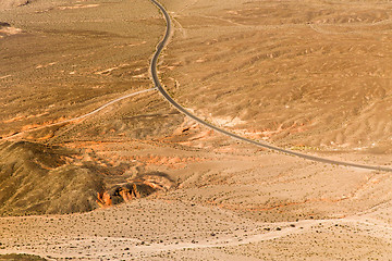 Image showing aerial view of road in grand canyon desert